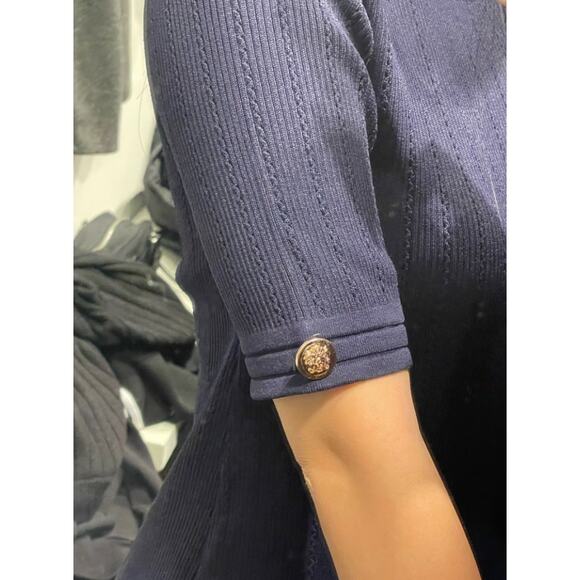 EUC Zara Knit Mini Dress with Gold Buttons in Navy Blue Women's XL - Picture 11 of 11